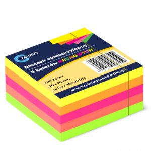 Bloczek samoprzylepny 76 mm x 76 mm (400 kartek) neon