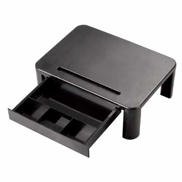 Podstawka z szufladą pod monitor, laptopa, drukarkę - plastikowa, czarna