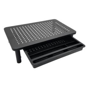 Podstawka z szufladą pod monitor, laptopa, drukarkę - metalowa, czarna