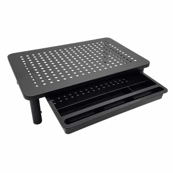 Podstawka z szufladą pod monitor, laptopa, drukarkę - metalowa, czarna