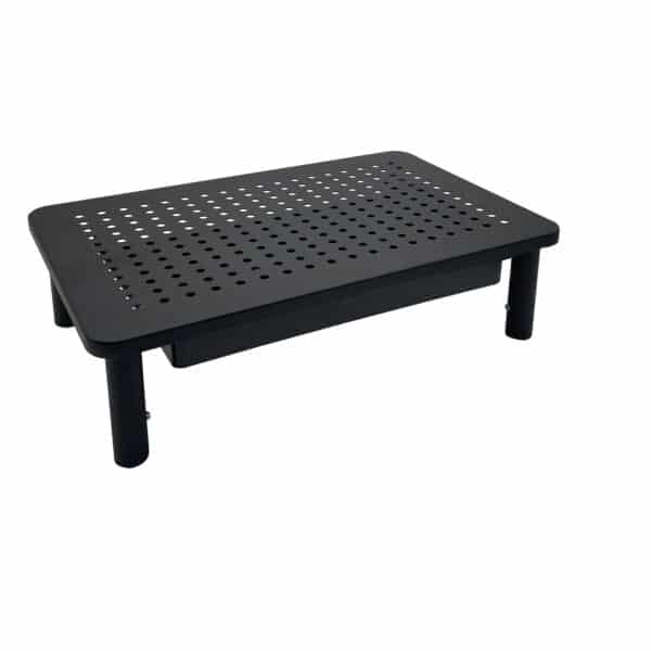 Podstawka z szufladą pod monitor, laptopa, drukarkę - metalowa, czarna - obrazek 2